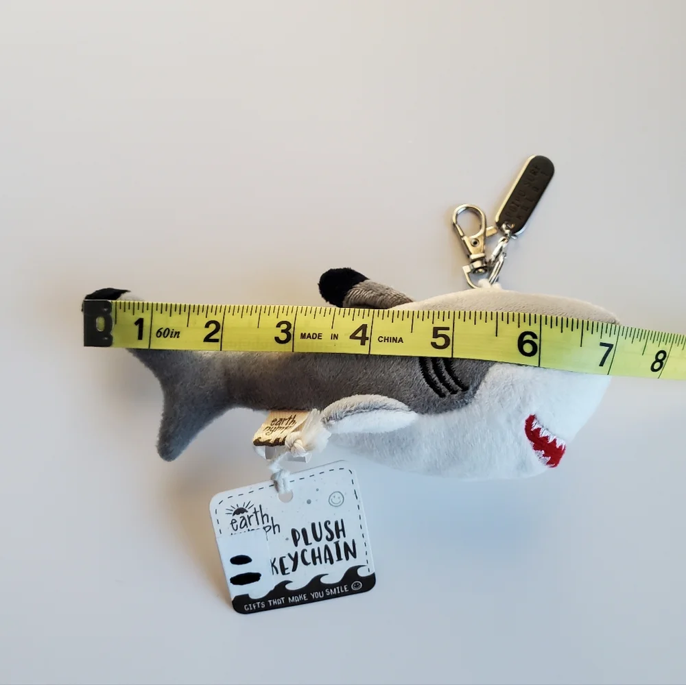 Earth Nymph Shark Plush Keychain Grey & White NWT Rare Gift Purse Hawaii Ocean